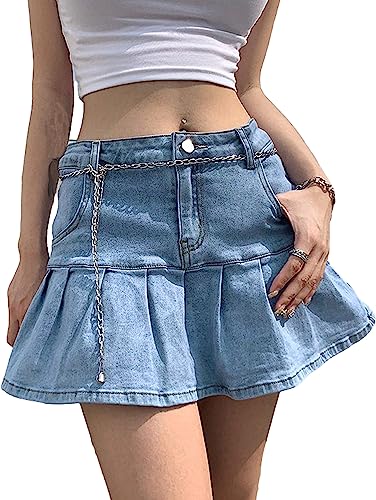 Jean Pleated Skirt