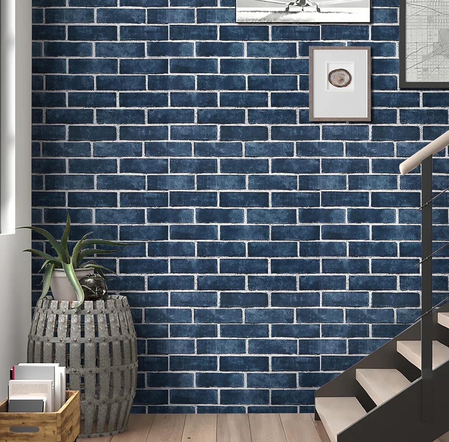 blue brick wallpaper